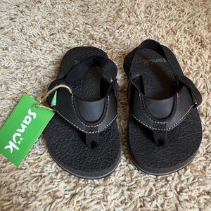 Sanuk Root Beer Cozy - Kids boys flip flops / sandals size 7-8